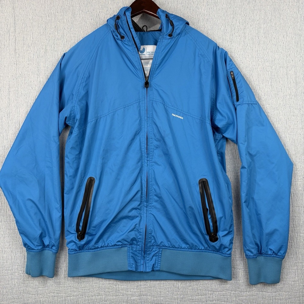 TWOTHIRDS‎ Hooded Lightweight Blue Full Zip Jacket Rain Coat Medium